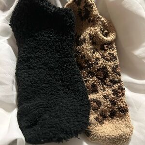 Worn socks -Soft Black and Leopard Fuzzy Set